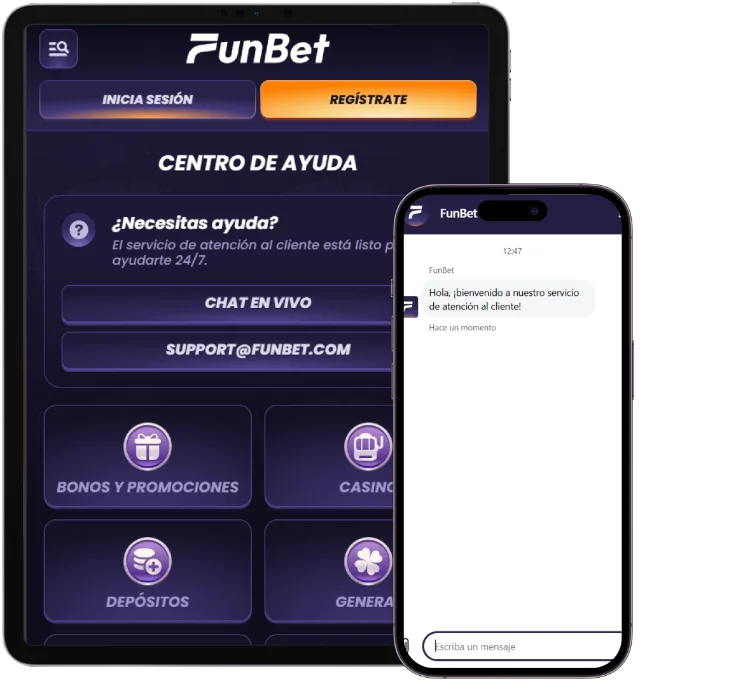 FunBet Casino Ayuda y Chat en Vivo FunBet Casino centro de ayuda con chat en vivo y soporte desde móvil y tablet